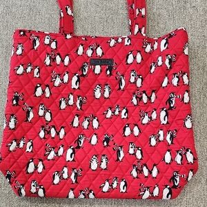 Vera Bradley Red Tote with Penguin Pattern
